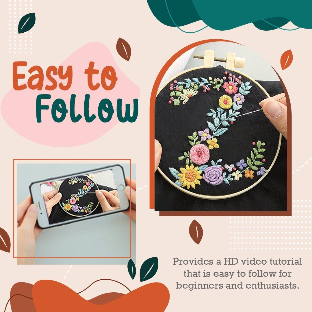 Floral Alphabet Embroidery DIY Set