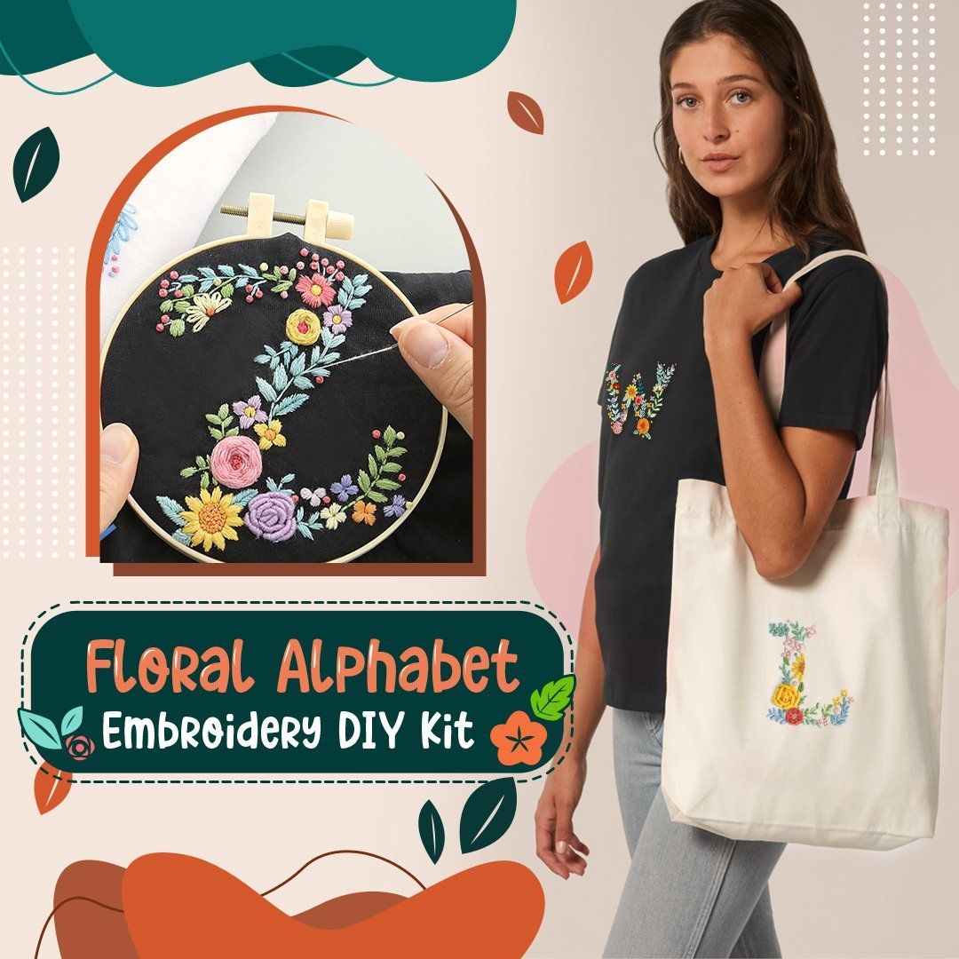 Floral Alphabet Embroidery DIY Set