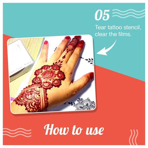 Easy Henna Tattoo Ink With Stencils Set