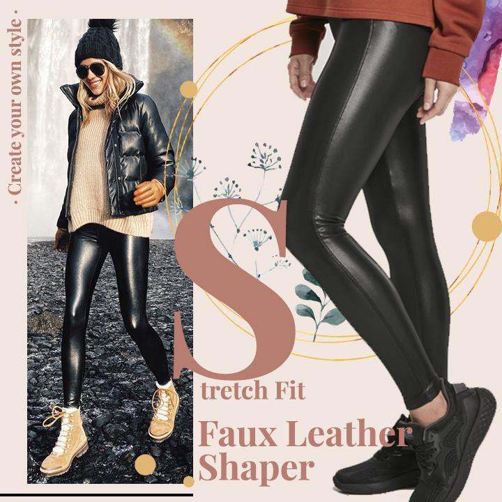 Stretch-Fit Faux Leather Seamless Shaper