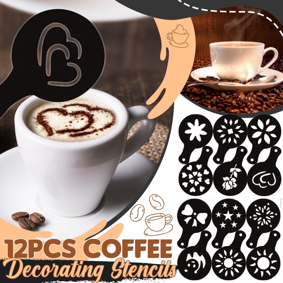 12Pcs Coffee Decorating Stencils