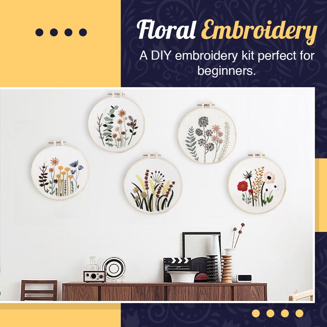 Floral embroidery kit