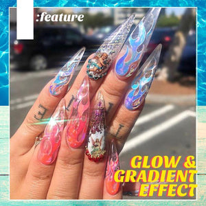 Holographic Flame Nail Stickers Set